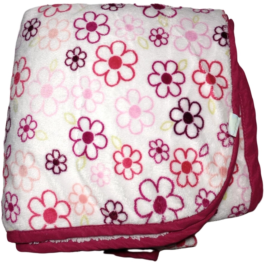 Disney Kids Line Baby Girl Flower‎ Blanket Plush Soft Sherpa Pink Purple Maroon